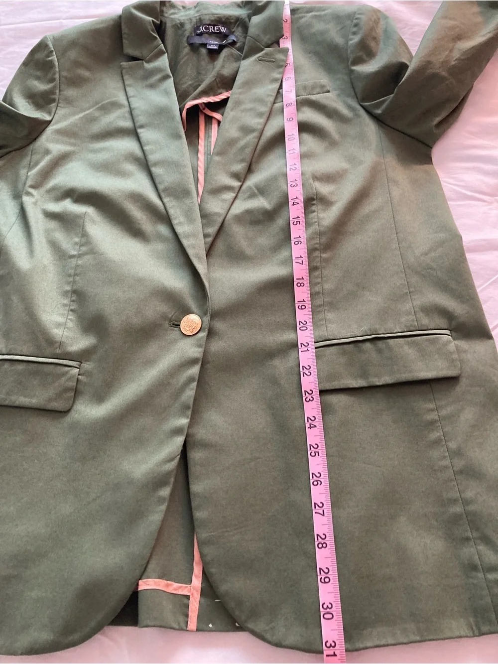 J.CREW Alfie Green Notch Lapel One-Button Lined Blazer Jacket 14T